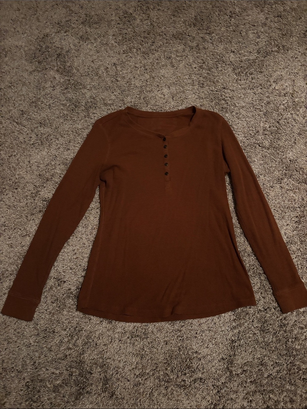 Natural Reflections Brown Long Sleeve Henley Top